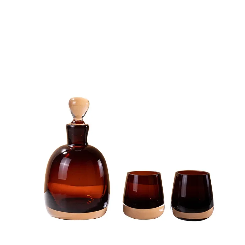 

Light luxury crystal glass wine whiskey decanter set living room dining table marble bottle stopper ornament