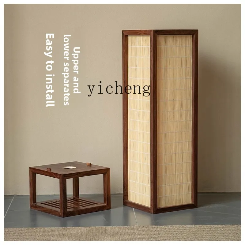 

ZC new Chinese floor ornament black walnut living room study Chinese floor solid wood vertical