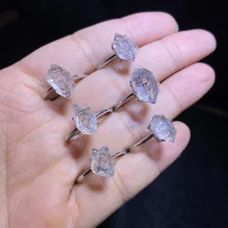 1 Pc Fengbaowu Natural Herkimer Diamond Ring 925 Sterling Silver Crystal Healing Stone Fashion Jewelry Gift For Women