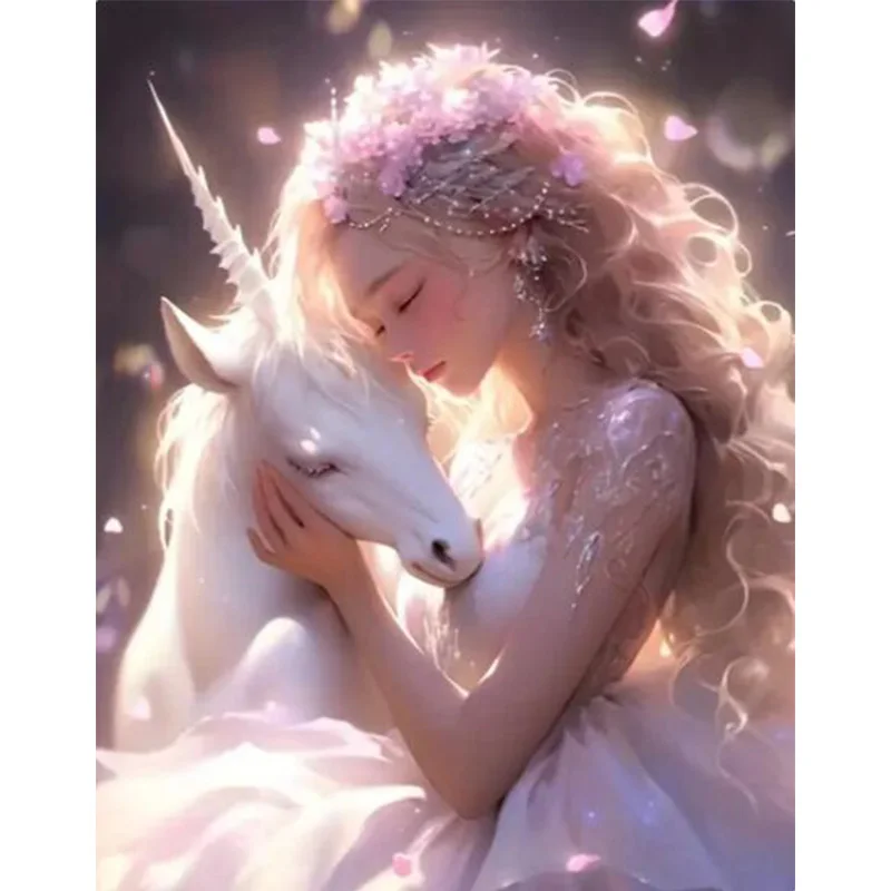 AB Diamond Diamond Painting Girl and Unicorn Diamond Embroidery Kit Wall Decoration Hanging Painting