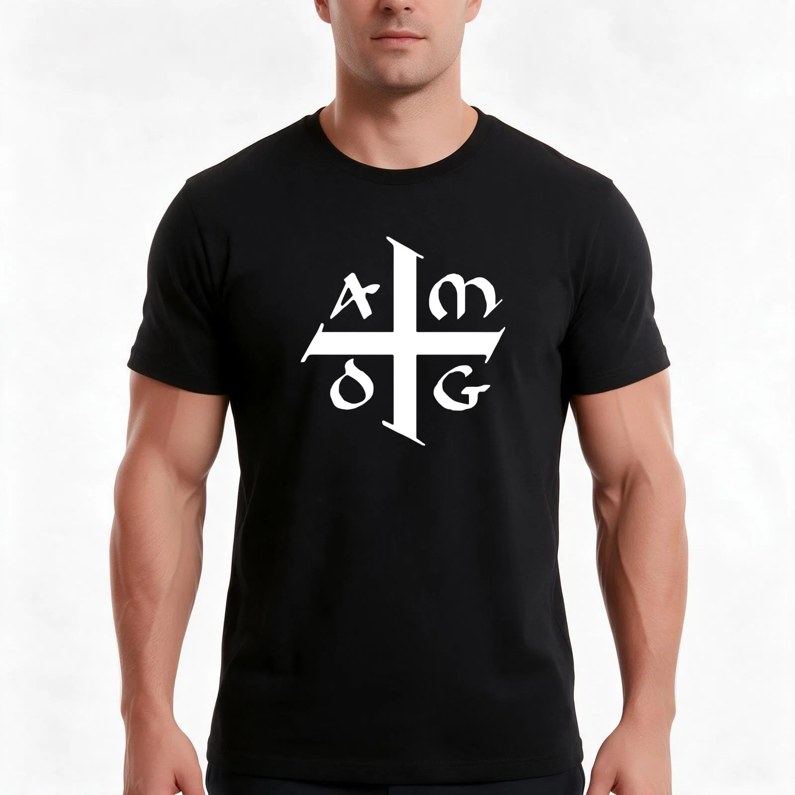 AMDG Jesuit Catholic Cross - Ad Majorem Dei Gloriam T-Shirt, Summer Casual Cotton Tee, Oversized Streetwear Tops, 100% Cotton