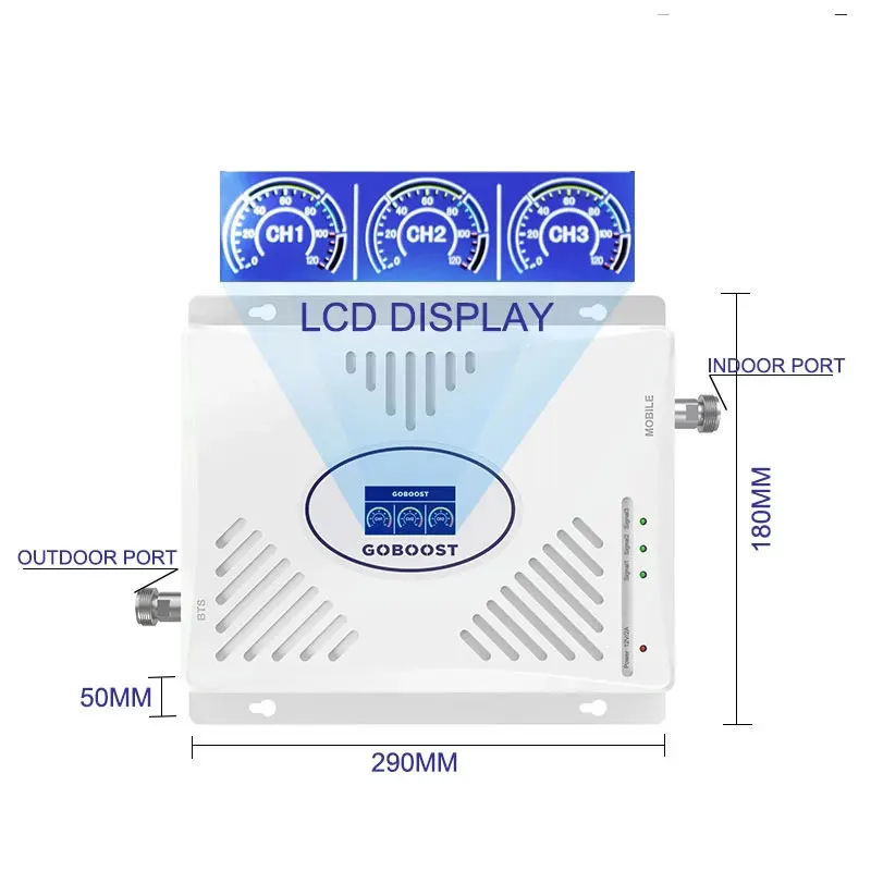 Tri Band Signal Booster Kit 2G 3G 850 GSM 900 Cell Phone Repeater 4g 1700 1800 1900 2100 2600 Cellular Network Amplifier