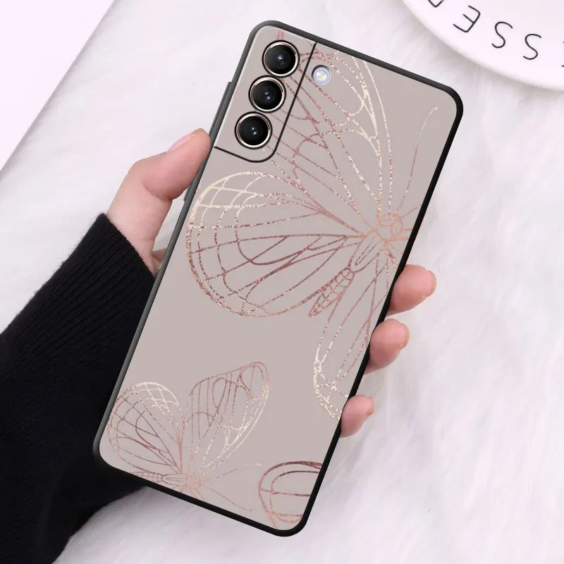 Etui do Samsung Galaxy S24 S23 S10e S8 S7 S10 S21 S21 Plus S22 Ultra 5G S20 FE S9 Soft Gold Pink Rose Glitter Hearts Cover — zdjęcie 4