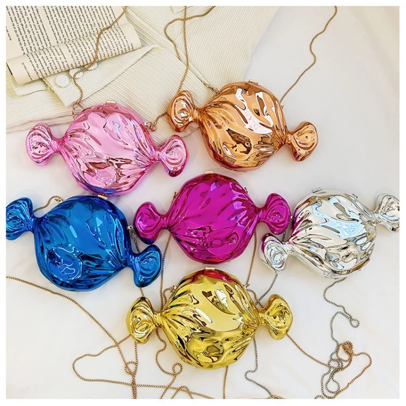 Candy Acrylic Fashion Wedding Purse Lipstick Bag Women's Handbag Luxury Gold Geometric Evening Clutch Bag Versatile Crossbody Ba
