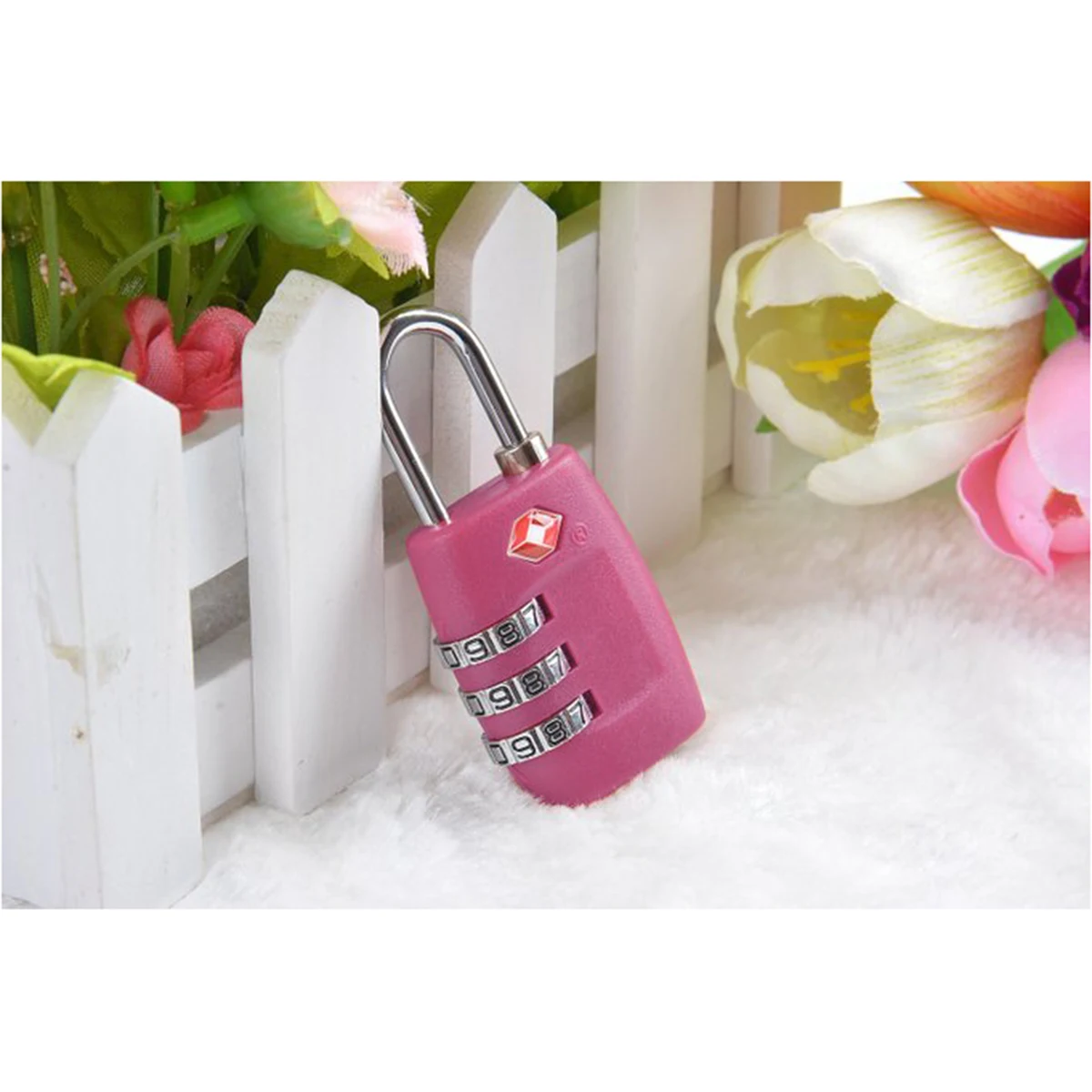 

TSA Approved 3 Combination Lock 6x3cm Rose Red Zinc Alloy Luggage Padlock for Suitcase Toolbox Locker Backpack Security