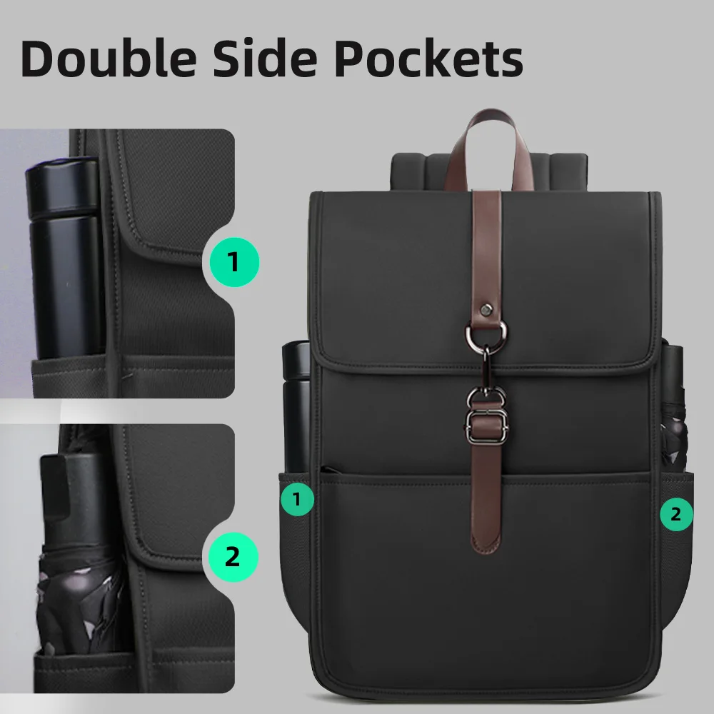Mochila de negocios clásica HK para hombre, bolso informal para ordenador portátil de 15,6 pulgadas con USB, mochilas escolares impermeables para la universidad, mochilas de trabajo y oficina