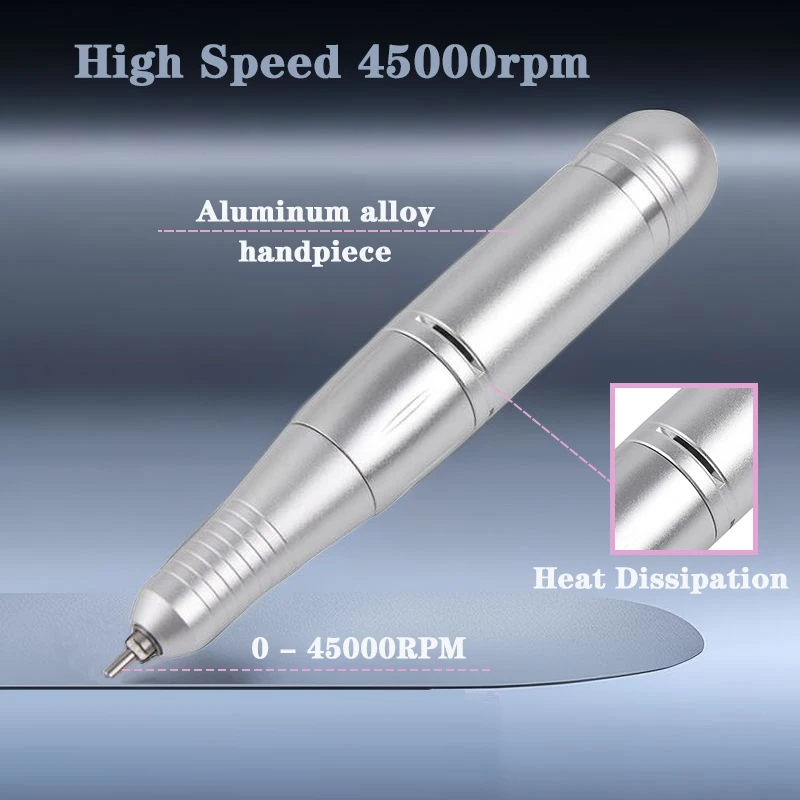 45000 U/min Nagelbohrer für Acrylnägel, professionelle elektrische Nagelfeilenmaschine für den Heimgebrauch, Salon, wiederaufladbar, Efile für Gelnägel