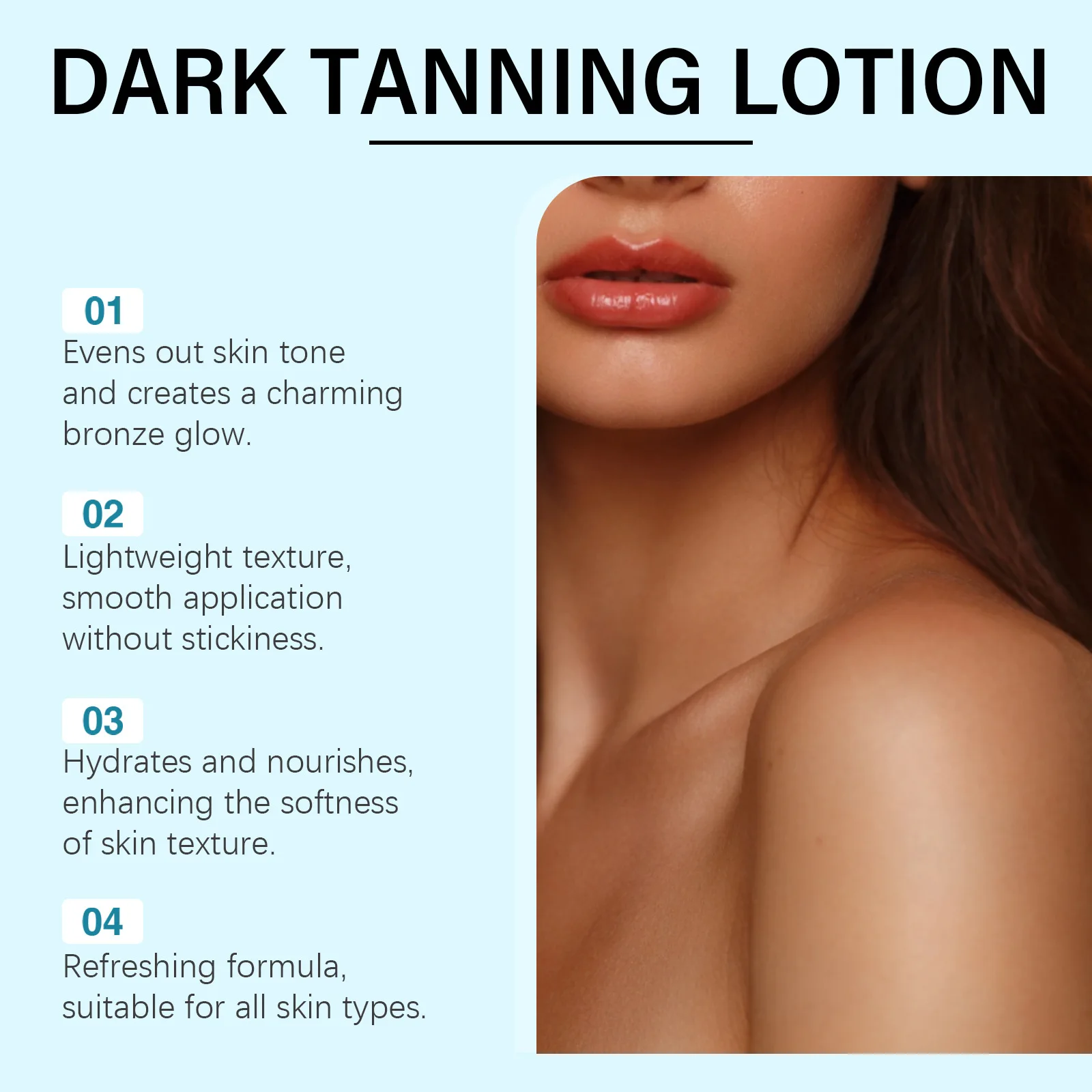 لوشن دباغة جوز الهند الداكن للوجه والجسم برونزي ترطيب عميق مغذي سرير شمسي رياضي مقاوم للماء كريم تسمير طبيعي بدون شمس