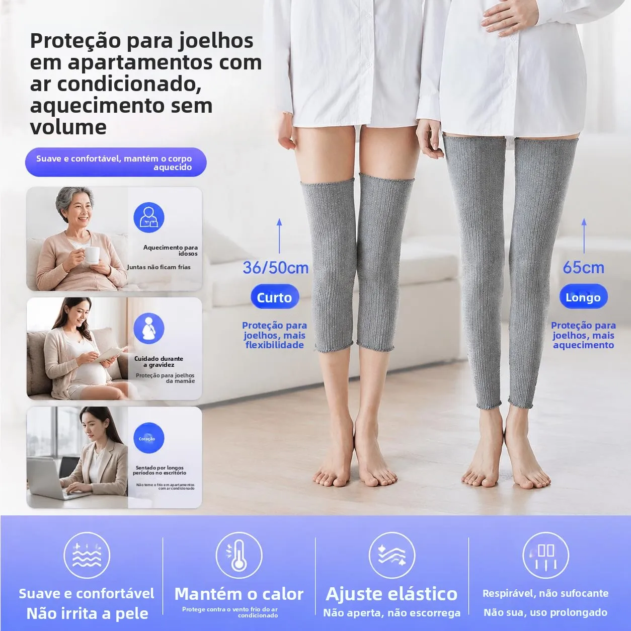 睡眠用薄型膝パッド-女性用-産後用-非締め付けレッグウォーマー-冬用保護-ホームユース-コットン膝サポーター
