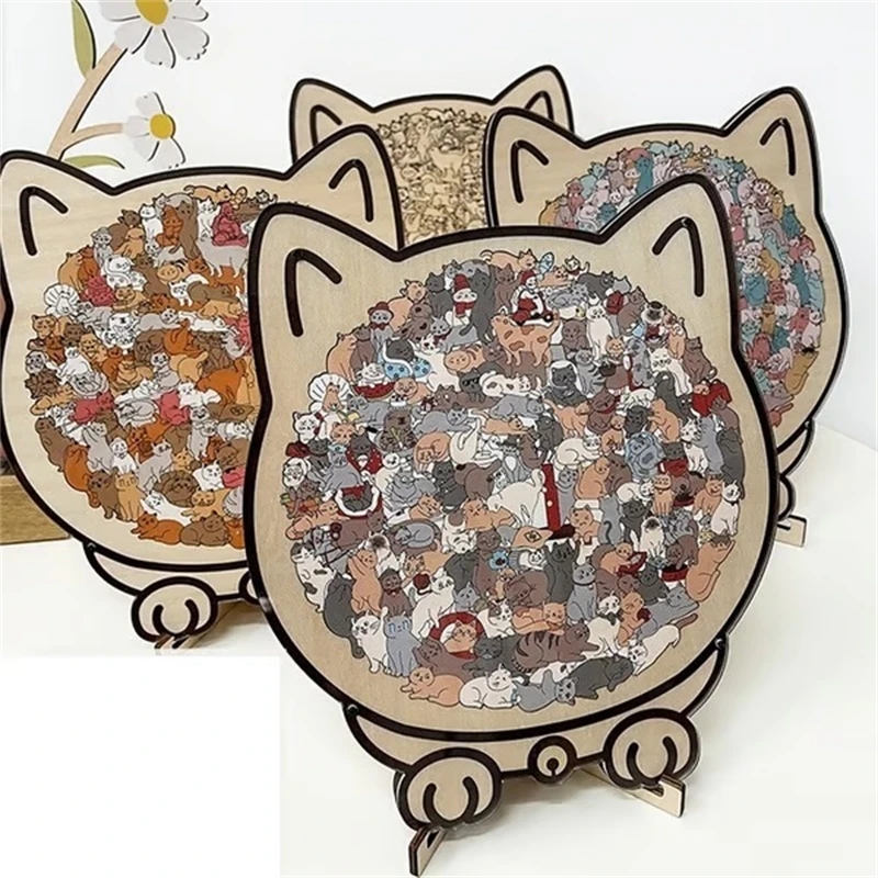 

Puzzle Cat Shaped Wooden Morandi Colors Creative Jigsaw Puzzle Adults And Kids Unique Cat Lover Gift Home Decor Puzzle Gifts New