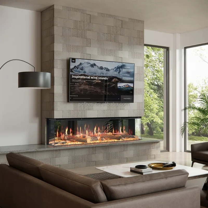 

75" Remote Control High-end 3D Wifi Virtual Electric Fireplace with Sparks and USB Combine LCD Screen Electric Fireplace