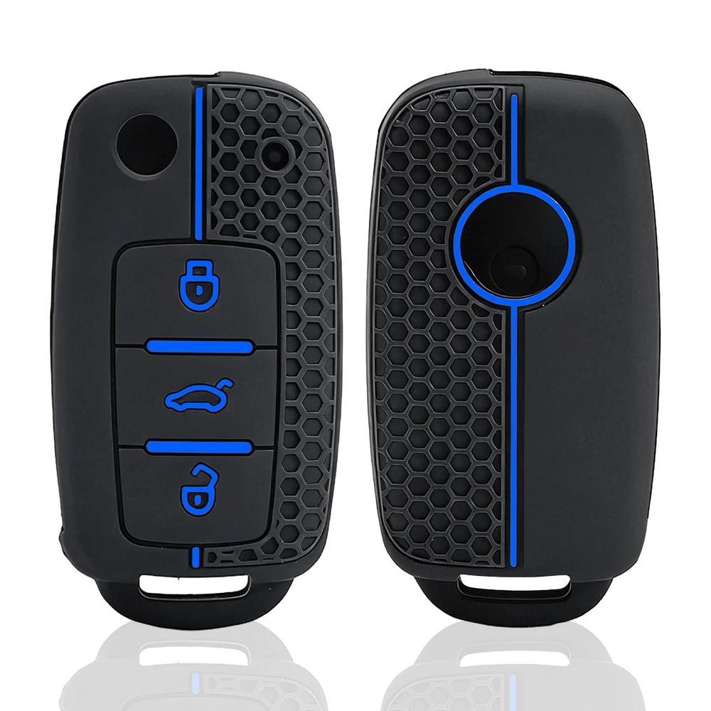 Silicone Car Key Cover keychain For VW UP Polo Golf 6 Passat B5 Touran Caravelle Jetta Caddy Touareg For Skoda Fabia Octavia A5 image 2