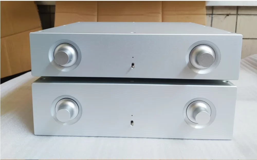 Twin knobs All aluminum amplifier chassis / Preamplifier case / AMP Enclosure DIY box (320 *70/90*308mm)