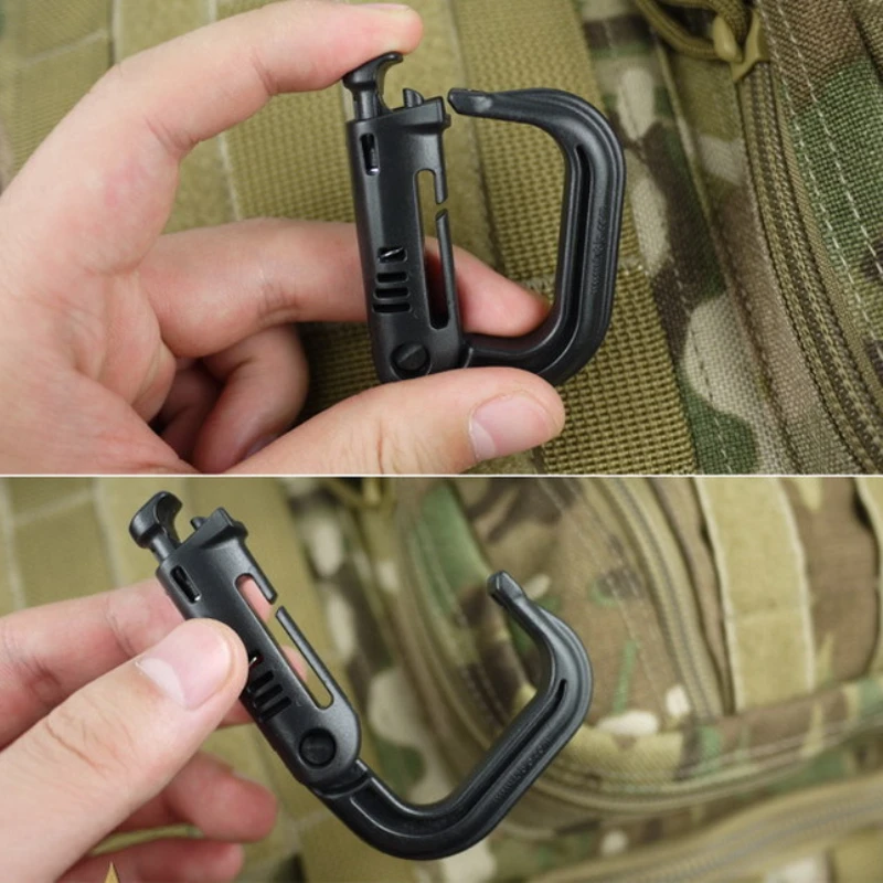 2pcs Attach Plasctic Shackle Carabiner D-ring Clip Webbing Backpack Buckle Snap Lock Grim Lock Camp Hike Mountain Climb Outdoor