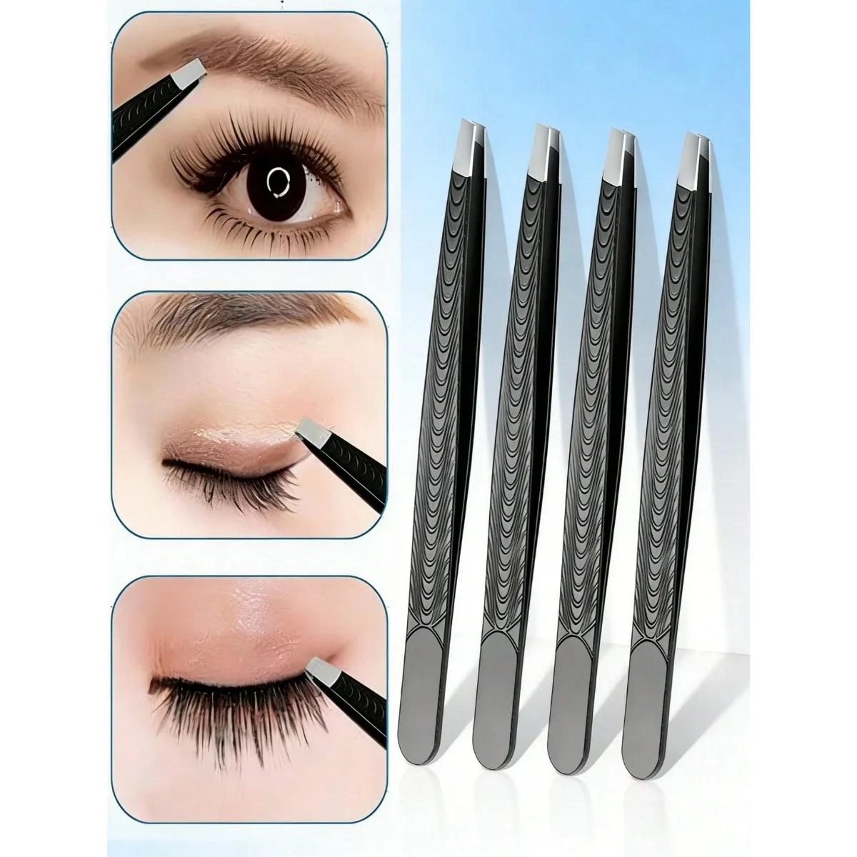 Pinza para cejas negra, pinzas para cejas, pinzas para cejas en ángulo de precisión, herramientas para depilación de cejas para hombres y mujeres, 1 ud.