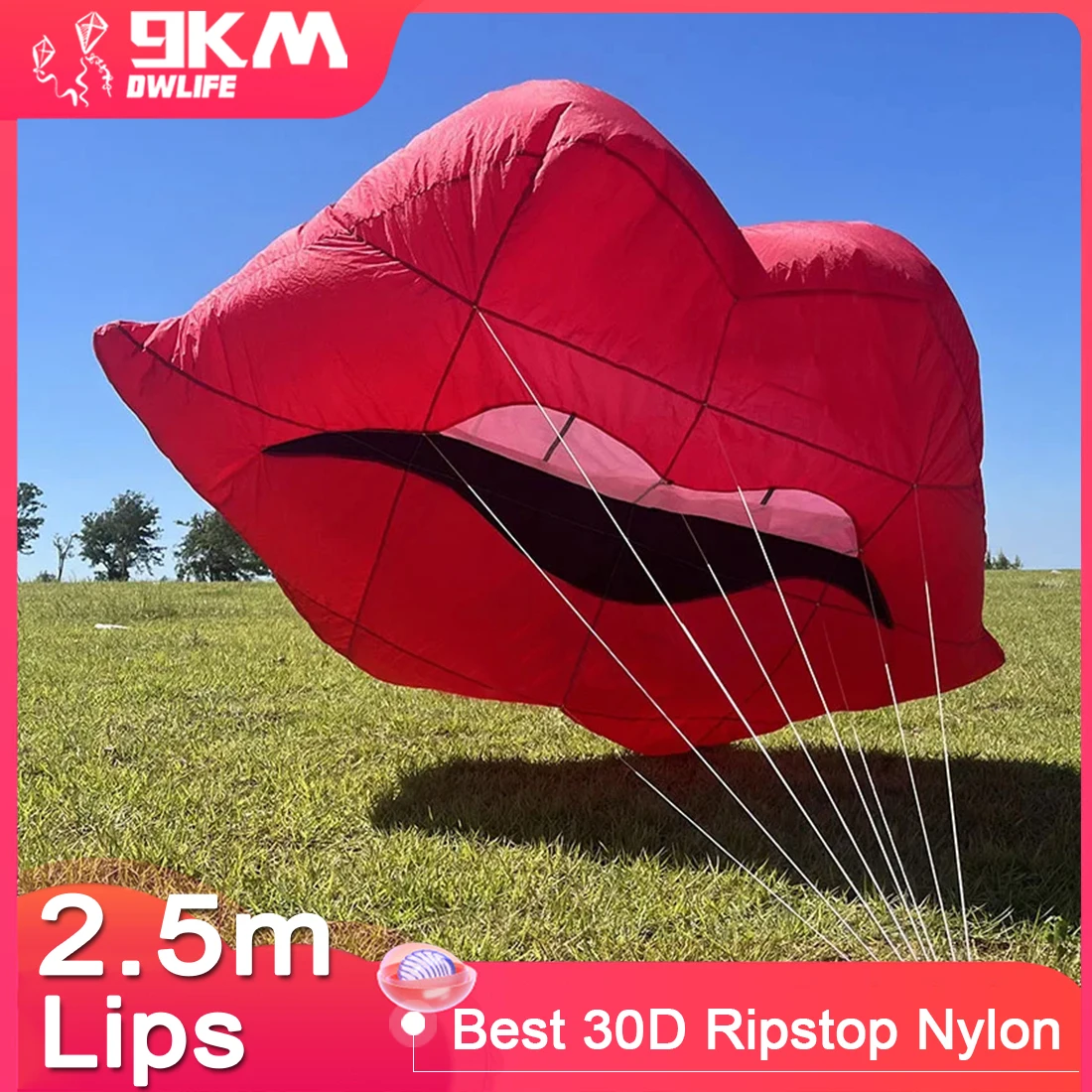 9KM 2.5m Lips kite Line Laundry Pendant Soft Inflatable Show Kite for Kite Festival 30D Ripstop Nylon Fabric (Accept wholesale)