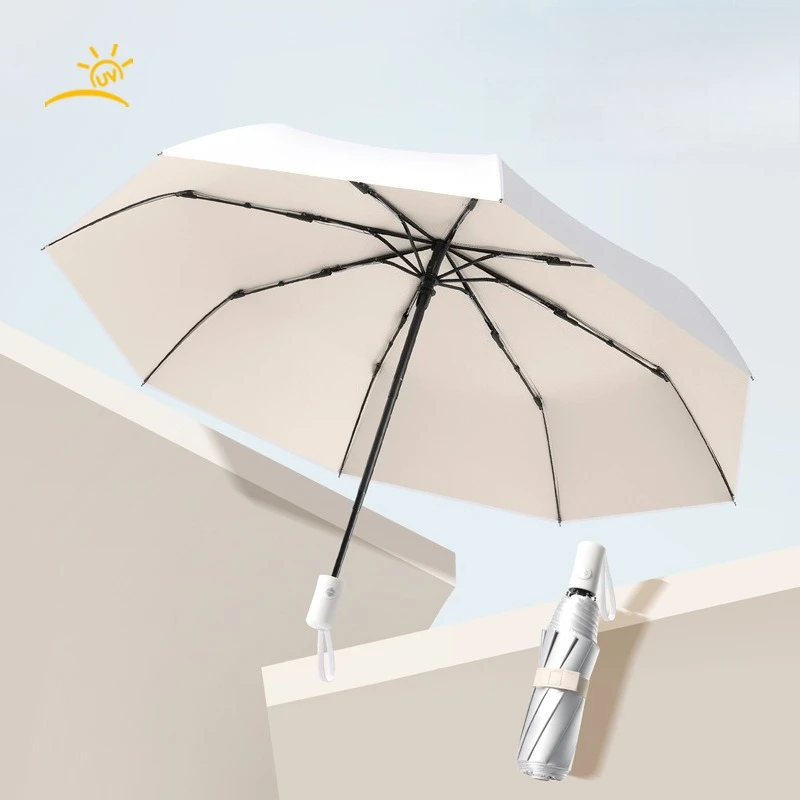 Titanium Silver Double Layer Umbrella Auto Open UPF50+ Sun Rain Protection Compact for Men Women