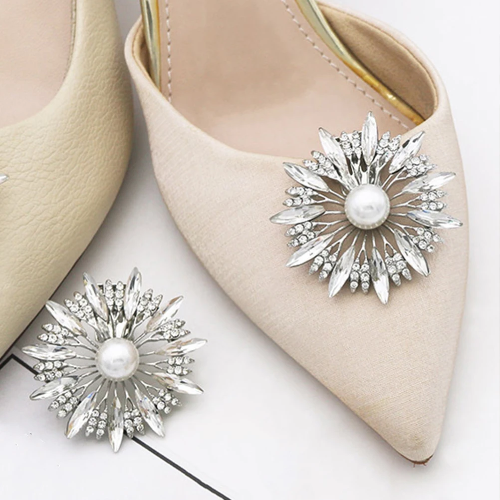 

1 Pair Rhinestone Shoe Clips Removable Metal Buckles High Heel Shoe Decorations Wedding Accessories Sparkling Charms For Women