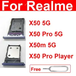 SIM Card Tray For Realme X50 5G X50 Pro Player X50M 5G Dual Nano Sim Card Slot Tray Holder Adapter Replacement Parts