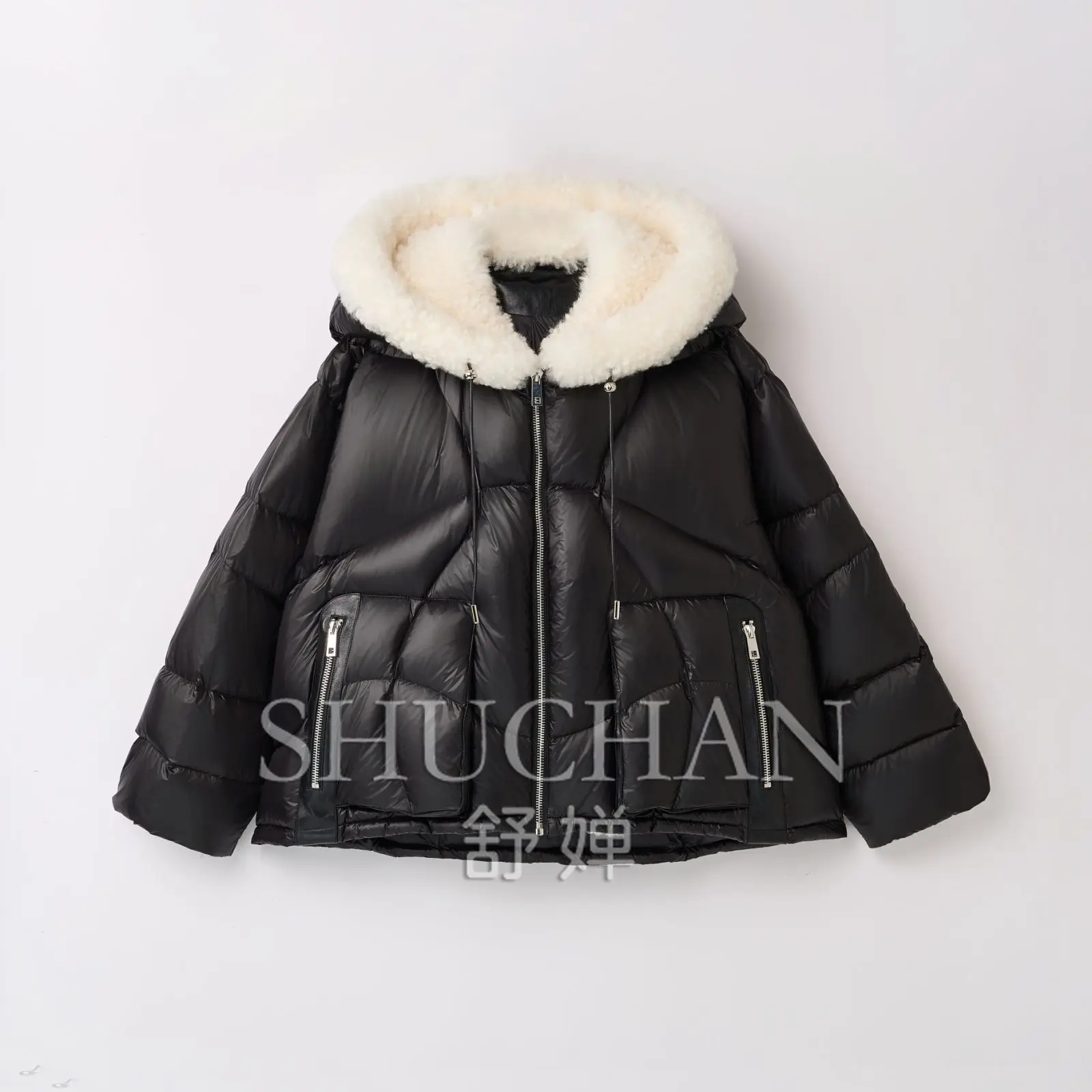 2026 Winter New Coat Women Thick 380 Grams of Heavy Goose Down! Angel Wings Series Shawl Hooded White Goose Down Jacket