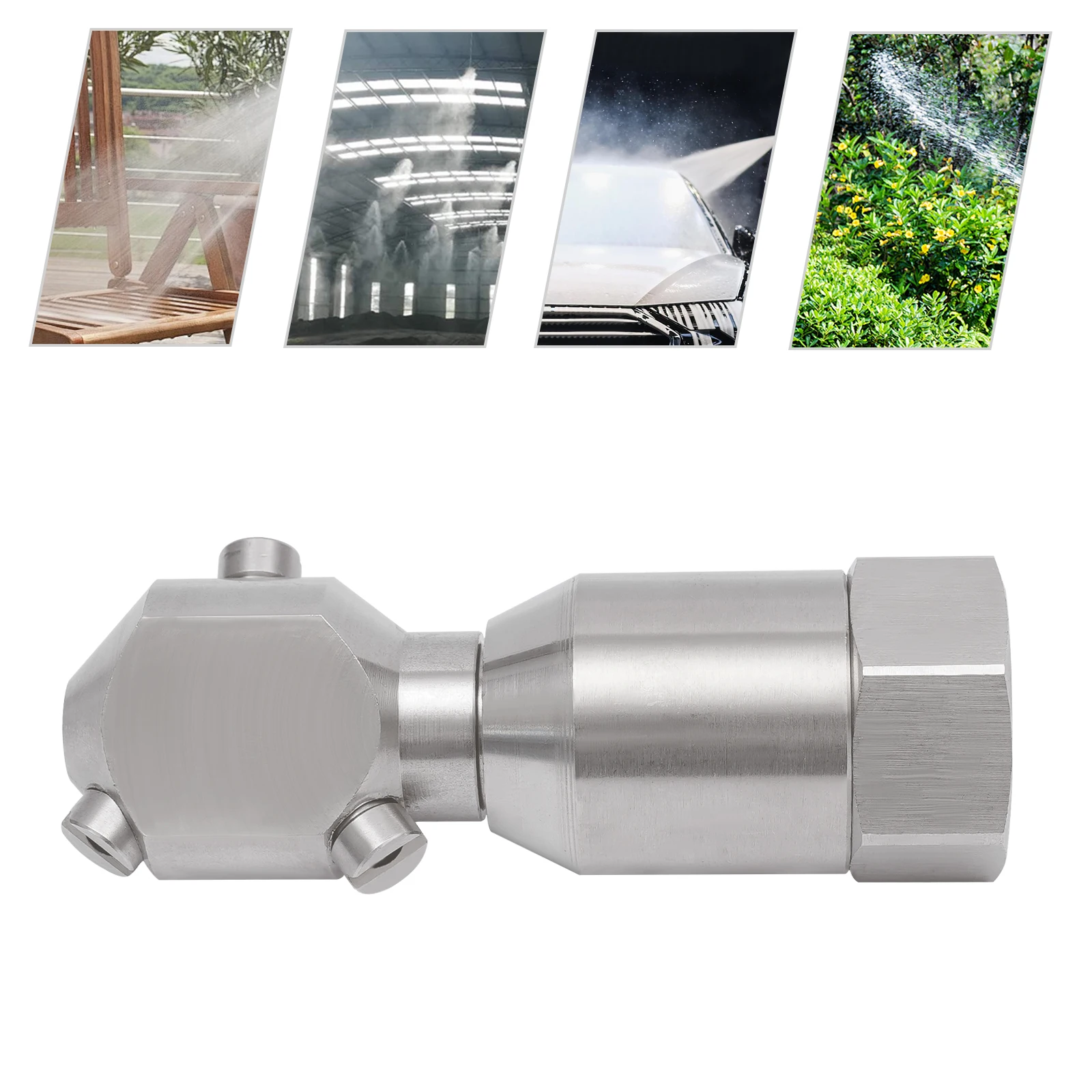 360 Degree Washing Nozzle 3/4 inch Stainless Steel Auto Rotating Tank Washing Spray Nozzle Pressure Cleaning Connector