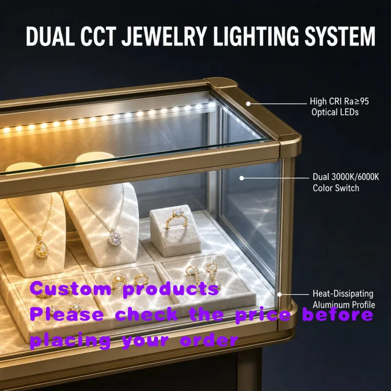 custom.Modern Jewelry Display Cabinet Glass Showcase Counter Shopping Mall Jewelry Retail Shop Custom Design