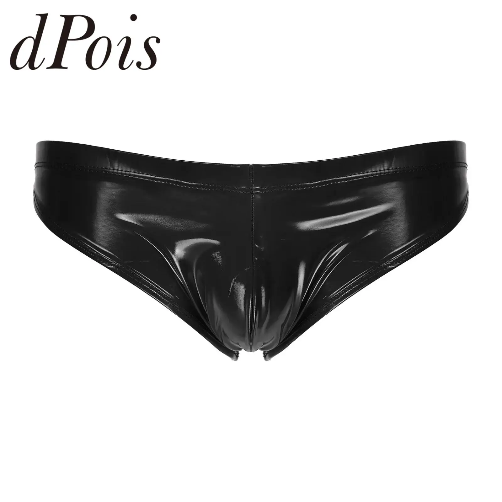 

Swimwear for Men Glossy Low Rise Briefs Wet Look Patent Leather Underwear Bottom Male Swimming Elastic Waistband Underpants