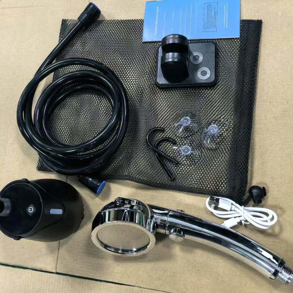 Portable Camping Shower Electric Water Pump Rechargeable Bathing Sprayer For Outdoor Hiking Travel Washing Tool Gadget
