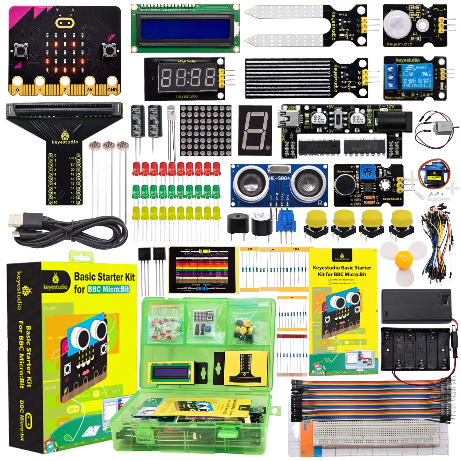 Keyestudio Micro:bit V2 Basic Starter Kit DIY Electronic Kit for BBC Micro:bit STEM Programming Study Kit  (With Microbit V2)
