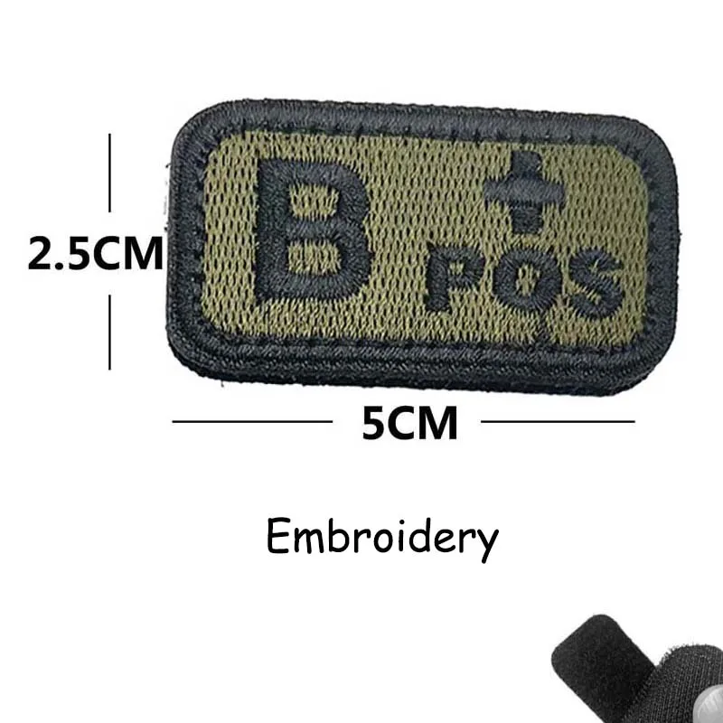 1/2 Stück, A B AB O POS-NEG Blutgruppen-Abzeichen, Stoffapplikation, Stickerei, Klettverschluss-Patches, militärischer taktischer Patch für Rucksäcke
