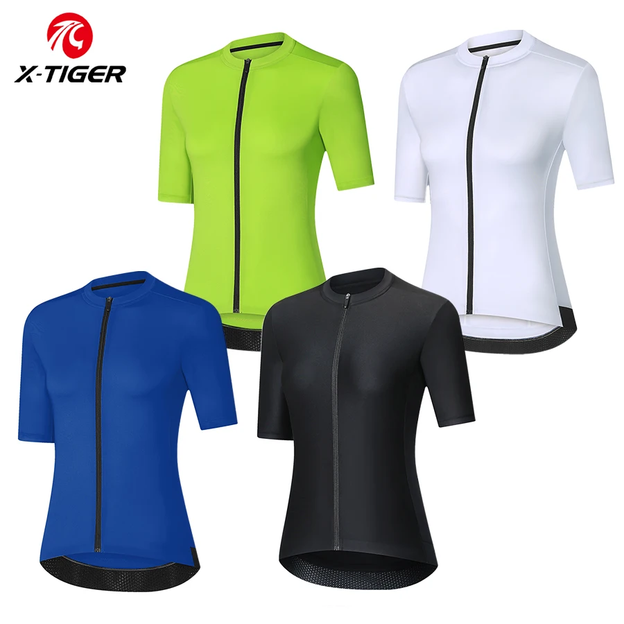 X-TIGER Cycling Jersey Pro Women's Short-Sleeve Elastic Anti-slip Bright Simple Style Summer Bicycle Jersey Breathable Shirt