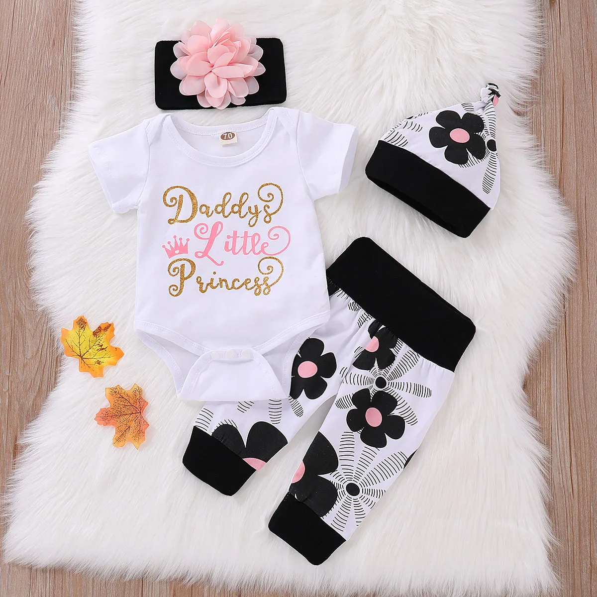 Neugeborenen Baby Mädchen Kleidung Baumwolle Sets Kurzarm Hose Haarband Mode Gedruckt 3Pcs Kleidung