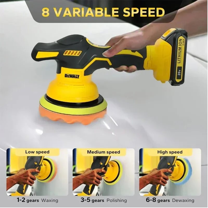 Dewalt Cordless Car Polisher 8 Gears Digital Display Long Battery Life Electric Auto Waxing Polishing Machine Power Tool view 5