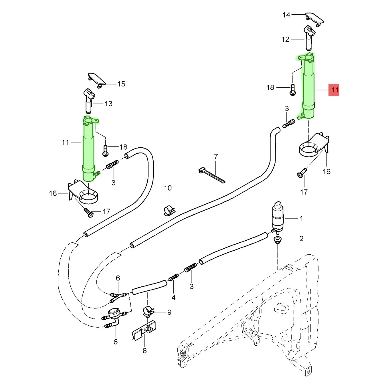 Farol Limpeza Água Spray para Porsche Cayenne, 9PA1, 4.8, 95562818010