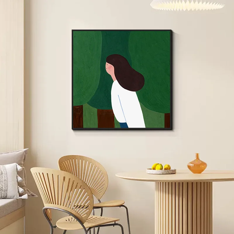 Modern simple restaurant canvas paintng minimalist sofa background wall decorative painting