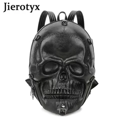 JIEROTYX 3D Skull Ghost Gothic Backpack for Women and Men Vintage Rivets Punk Travel Backpack Computer Bags Black