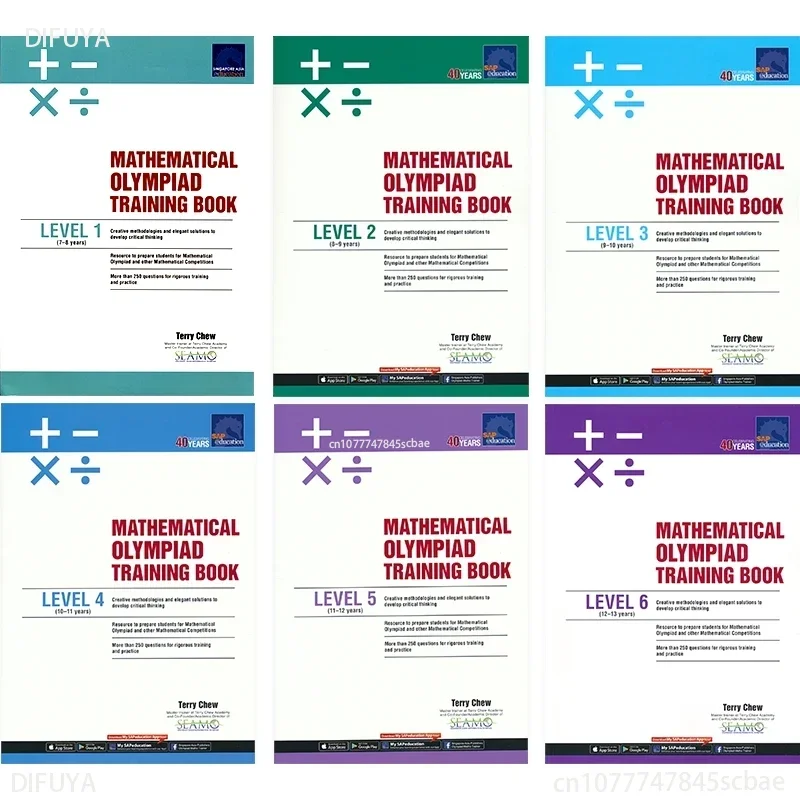 6 Books Singapore SAP Mathematical Olympiad Training Book Real Question Math Workbook Level 1 2 3 4 5 6English Books