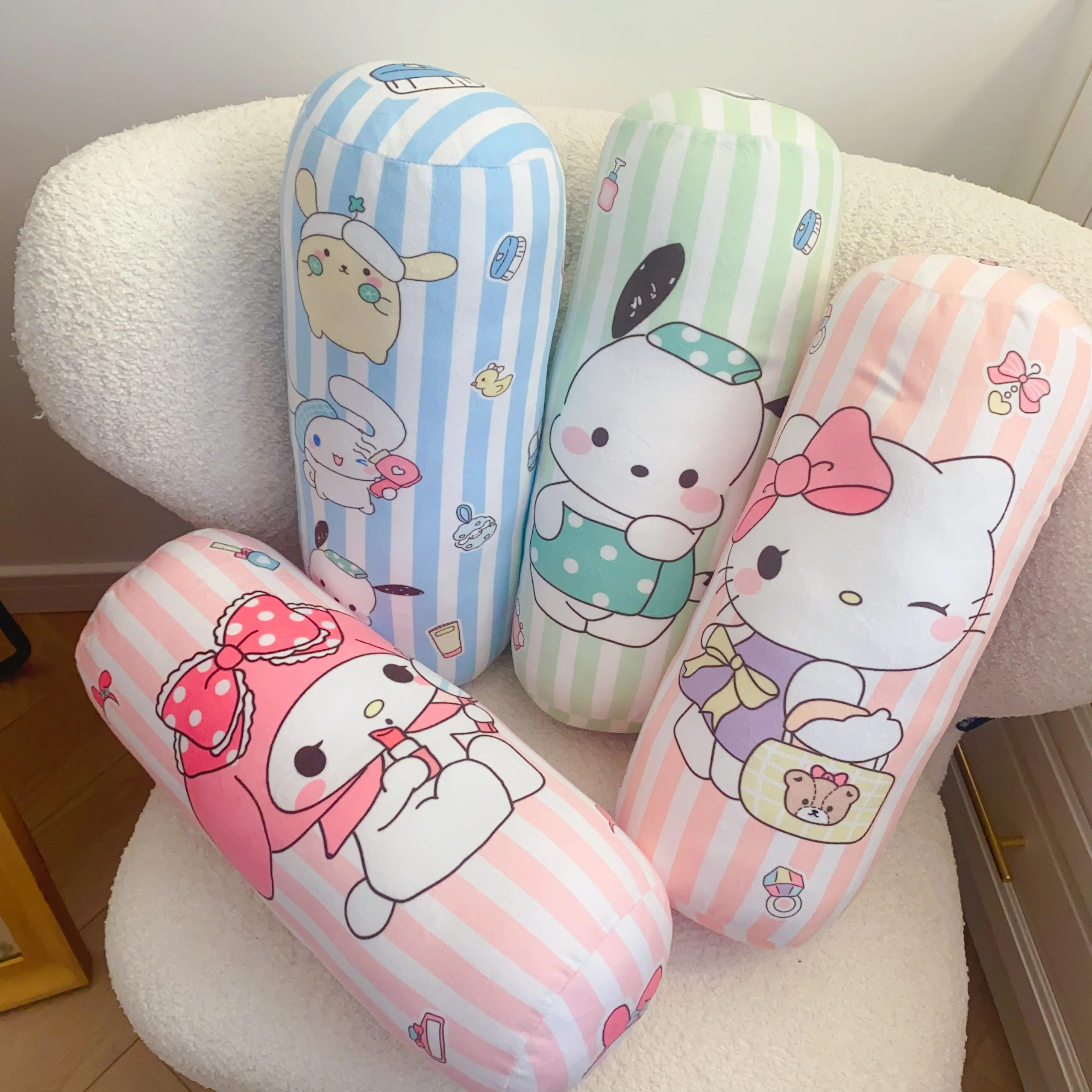 Sanrio Hello Kitty Long Pillow Kuromi My Melody Cinnamoroll Stuffed Anime Cuddly Plushies Sofa Bed Leg Pillow Xmas Gift Girl