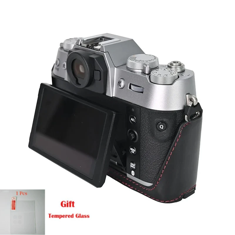 

Camera bag, For FUJIFILM Fuji XT50 X-T50 base insurance cover, leather case leather bag + free tempered film