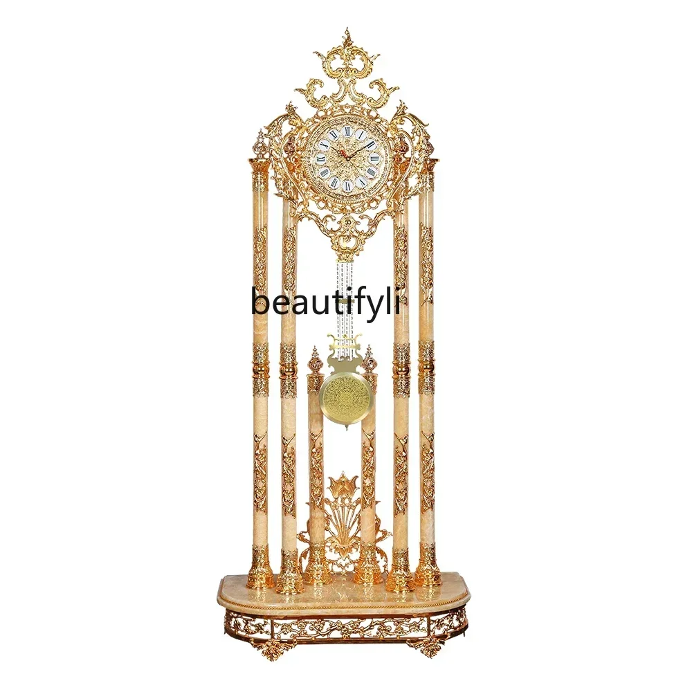 

LJYEuropean Floor Clock Topaz Standing Clock Luxury Villa Household Crystal Floor Clock