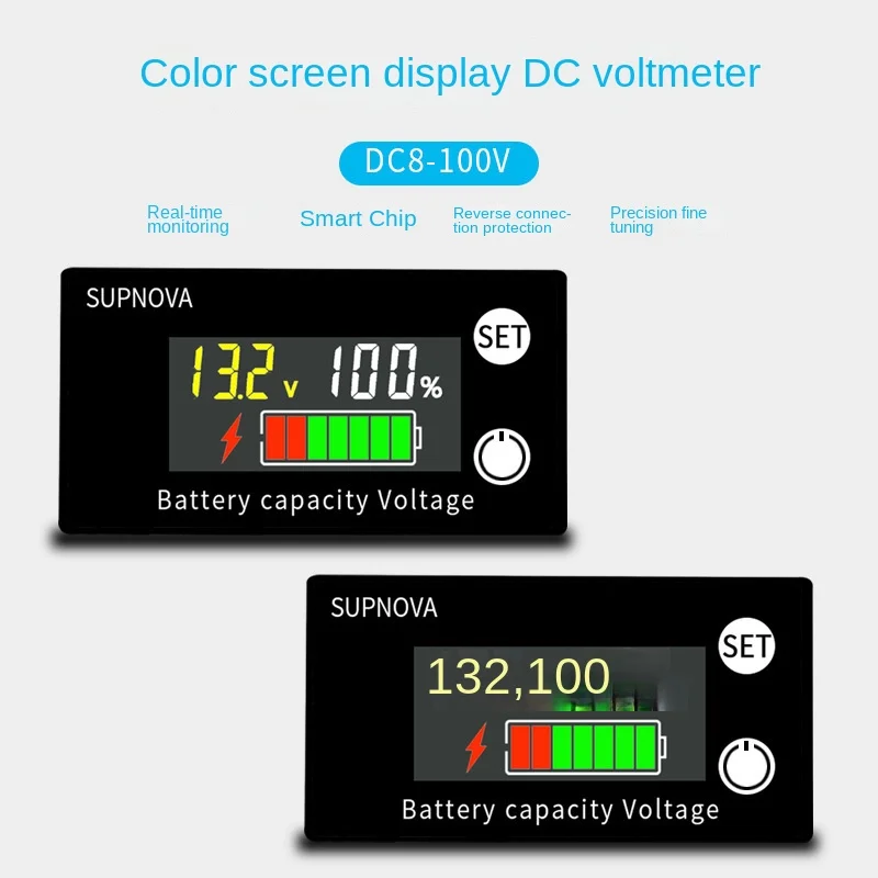 LCD LCD Voltmeter DC8-100V Battery Car Battery Level Detection Digital Display Lithium Lead Acid Battery Display