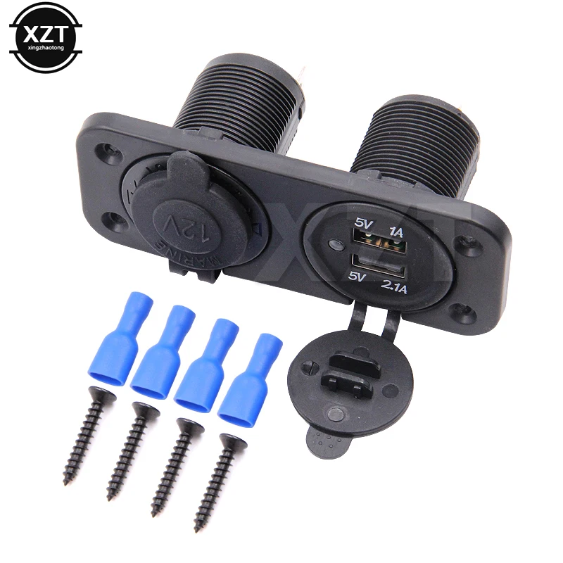 

Cigarette Lighter Socket Splitter 12V Dual USB Charger Power Adapter Outlet for Car Boat Marine Motorcycle Scooter RV DIY Kit