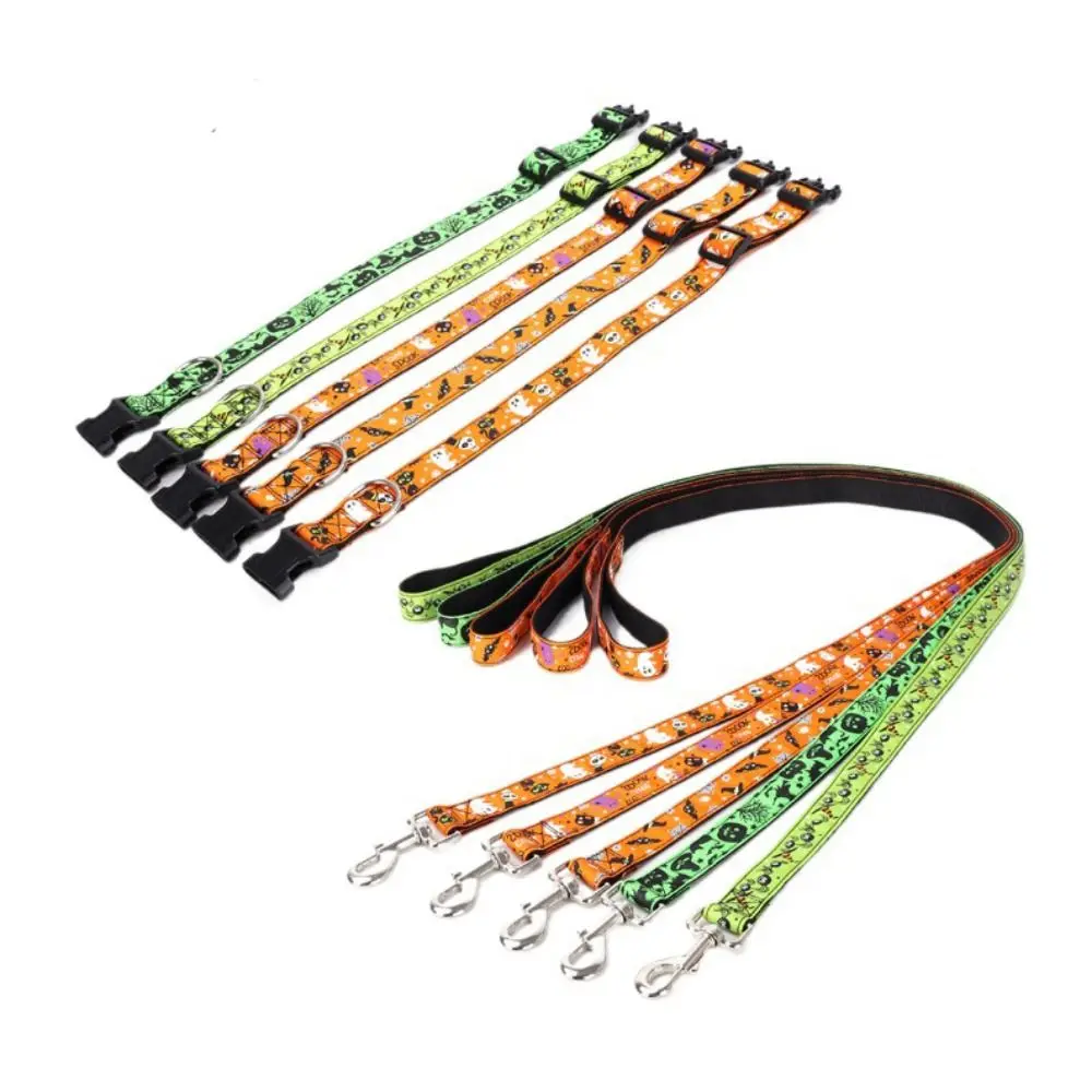 Creative Decorative Halloween Dog Collar Adjustable Quick Release Dogs Leash Nylon Pet Pumpkin Skull Collar Halloween