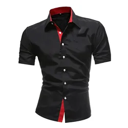 Camicie eleganti da uomo d'affari Camicia formale da uomo abbottonata Camicia estiva tinta unita Camicia a maniche corte Top casual quotidiano