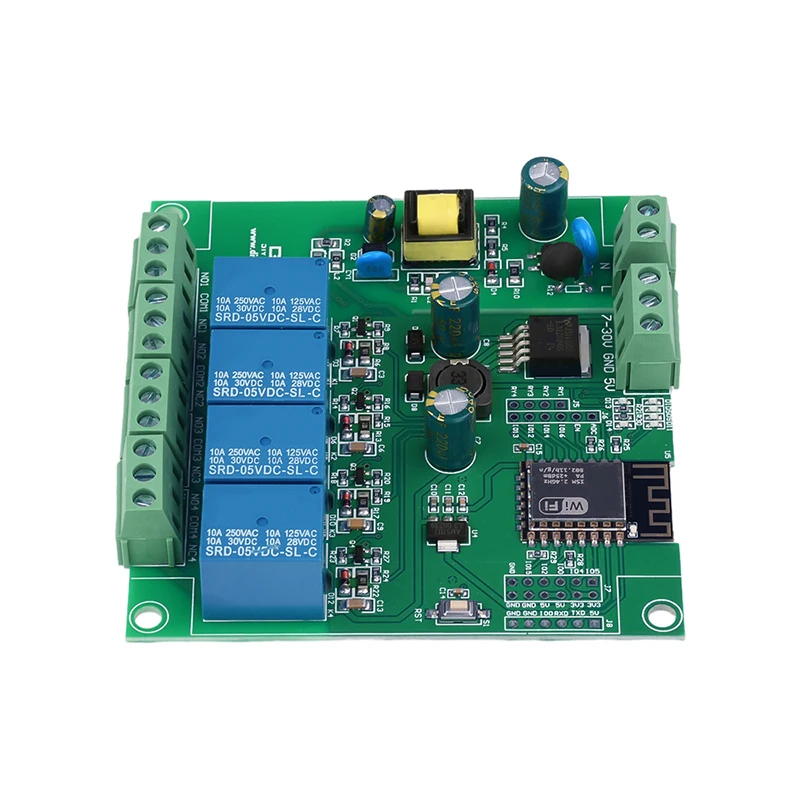 Relay Module WiFi 4‑Channel ESP8266 Development Board Voltage Monitoring Relay Industrial Parts for Wireless Control DC7‑12V/5V
