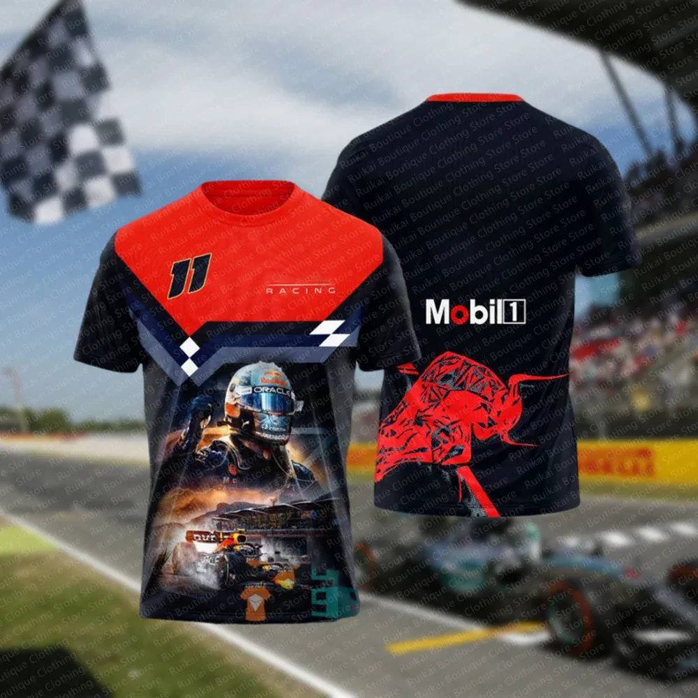 2024 Latest Hot Selling F1 Racing Printed Men\'s 3D Printed T-shirt Short Sleeve Classic Formula Racing Training Comfort Team Set