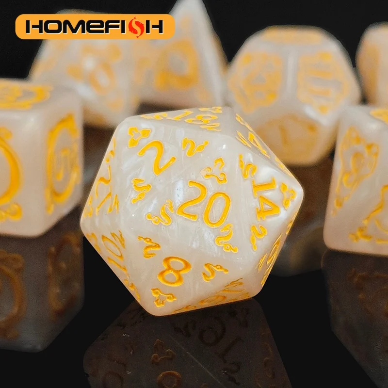 7pcs DND Dice 7Pcs/set Dragon Pattern Polyhedral Dices Role Playing D&D TRPG Board Game Dice As Gift Entertainment Accessories