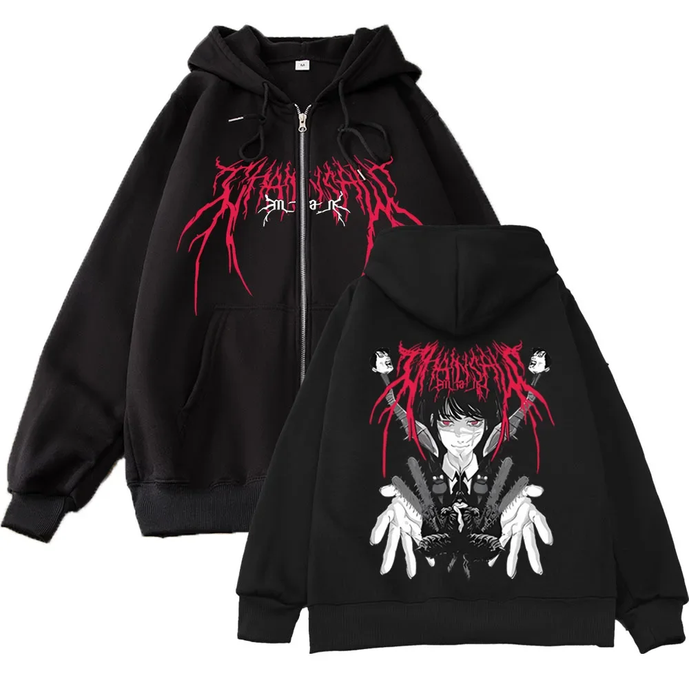 

Chainsaw Man Zipper Hoodies Men Women Gothic Retro Fashion Hoodie Autumn Loose Sweatshirt Harajuku Streetwear Anime Coat