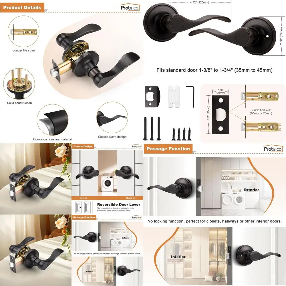 

Ручки для межкомнатных дверей из бронзы с эффектом масляной отделки, комплект из 3-х штук, с замками.