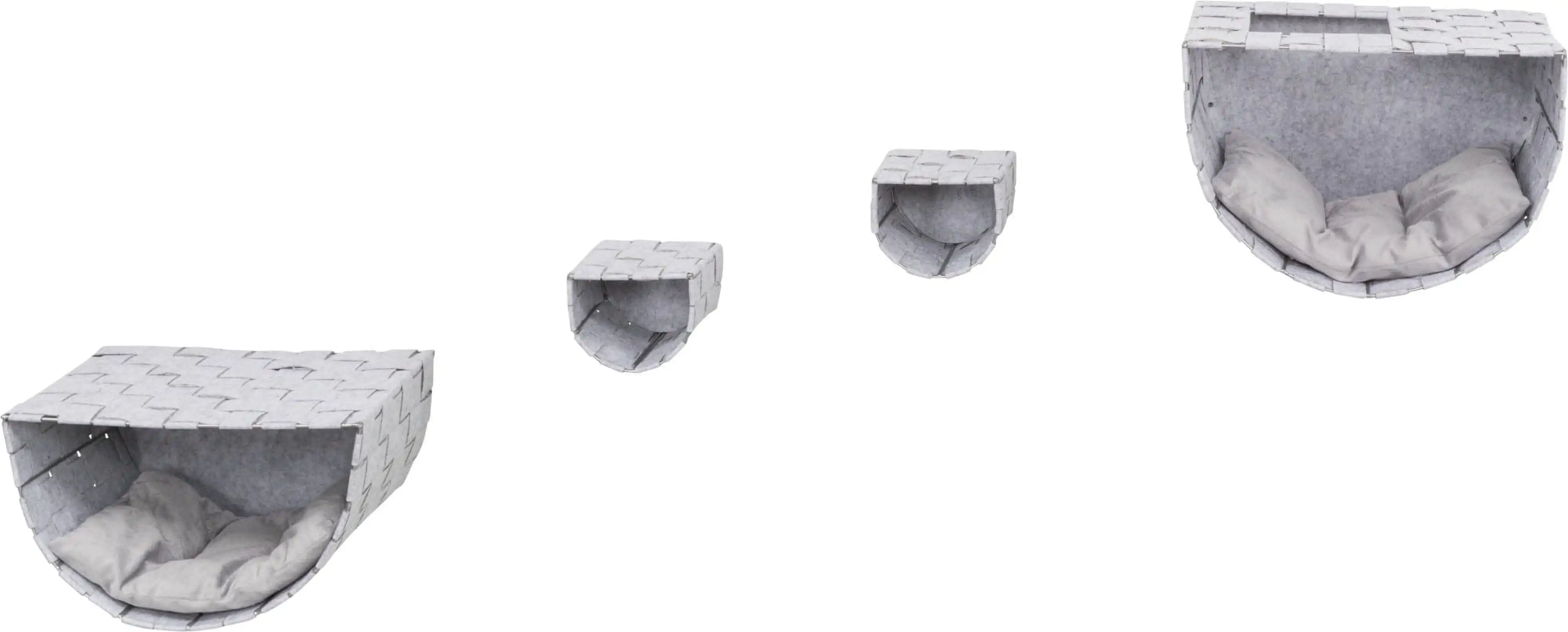 

Frehi Wall Mount Cat Tree Set, 2 Condos and 2 Steps, Cat Furniture, Light Gray